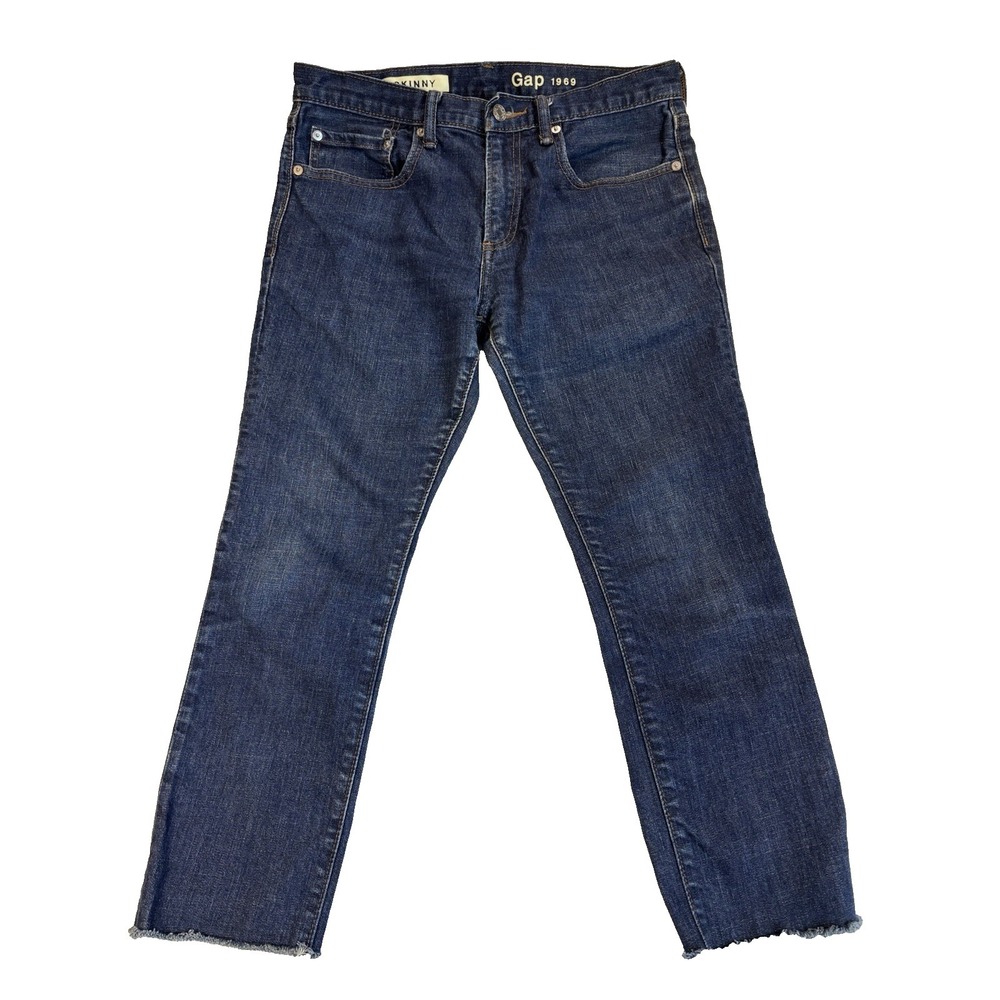 Gap Men's 31X28 Skinny Blue Jeans Raw Hem Streetwear Casual‎ Everyday Basic